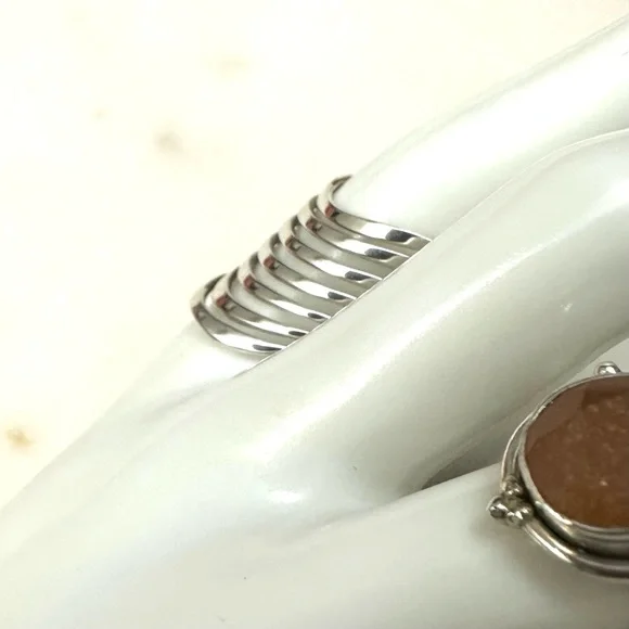 Boho Magic Curved Multi Layer Sterling Silver Full Finger Statement Ring - Picture 5 of 16